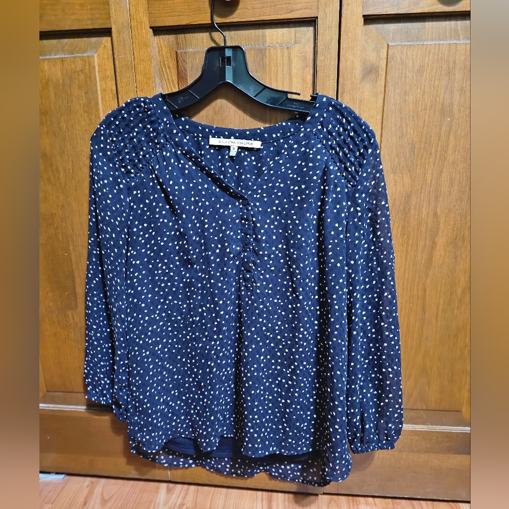 Collective Concepts Navy and White Blouse